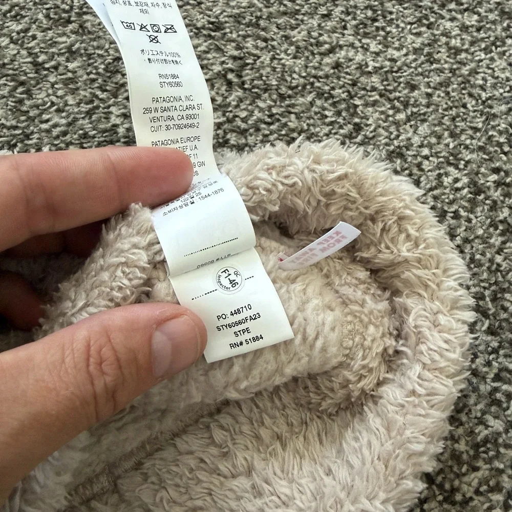 Patagonia Baby Furry Friends Hat Beige Fleece Bear Ears Beanie 2T-5T Soft